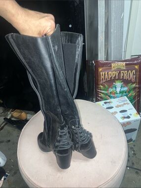 Fergalicious Tall Black Lace-Up Boots 7.5